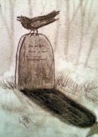 Raven on a tombstone